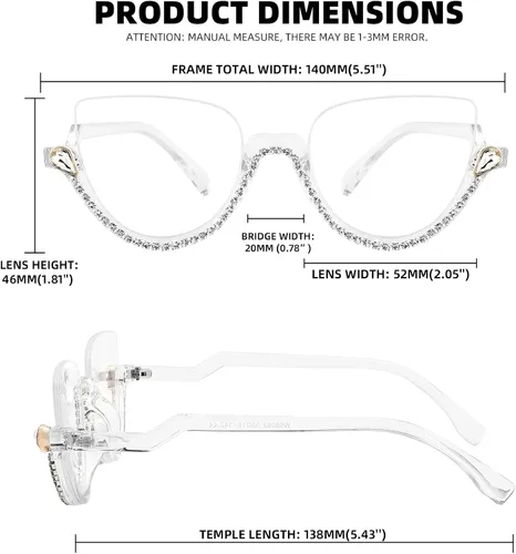 Vista 7 de FEISEDY Gafas de bloqueo de luz azul para mujer, gafas de ojo de gato con incrustaciones de diamante antifatiga ocular B2995