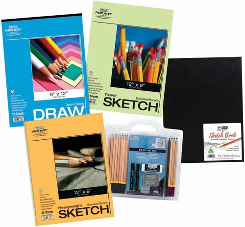 Vista 9 de PRO ART Paquete económico de papel para dibujar/boceto/encuadernado, multicolor