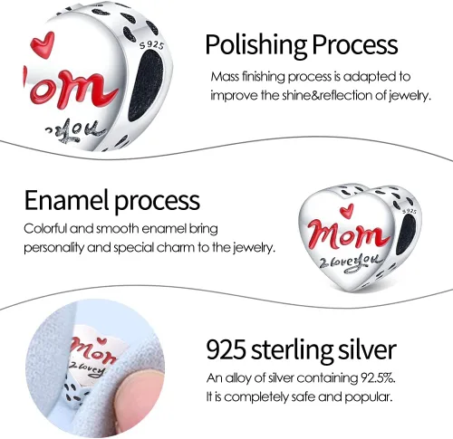 Vista 3 de Pandach 925 Sterling Silver Charms for Bracelets Necklace with 5A CZ Stones Dangle Pendant Bead Jewelry Beads Gifts for Women