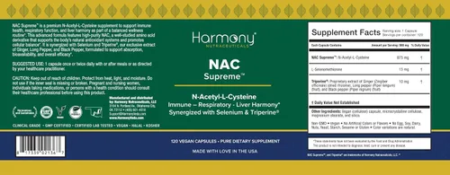 Vista 4 de NAC Supreme™ with Selenium & Triperine® – N Acetyl L Cysteine for Immune, Respiratory & Liver Harmony Support – 120 Vegan Capsules – Dr. Gumman’s