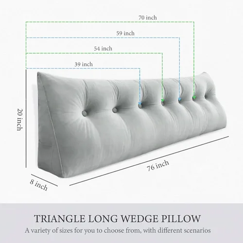 Vista 6 de Almohada de cabecero – Almohada de cama grande 3 en 1 como almohada de lectura de cuña, almohada grande para sofá cama o respaldo