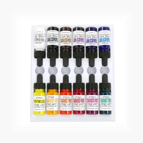 Vista 2 de Dr. Ph. Martin, botellas de acuarela para bellas artes Hydrus, de 0.5 oz, juego de 12 (Juego 1)