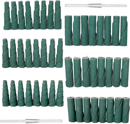 Vista 13 de 19 rollos de cartucho abrasivo de papel de arena de 1-1/2 pulgadas, vástago de 1/8 pulgadas, disco de lijado rotativo Dremel, lijadoras de tambor