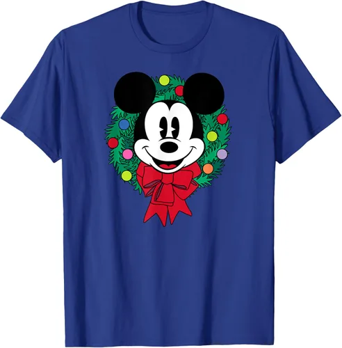 Vista 17 de Amazon Essentials Camiseta navideña festiva de Mickey Mouse para hombre, color azul, talla S Blanco