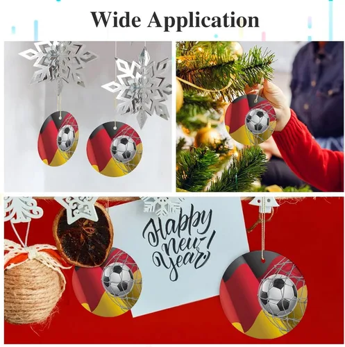 Vista 3 de Portería de fútbol y bandera alemana adorno de cerámica de Navidad decoración de Navidad para árbol de Navidad fiesta en casa
