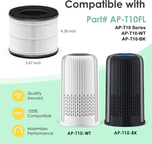 Vista 2 de AP-T10-WT AP-T10FL - Filtro de repuesto compatible con filtro de purificador de aire HoMedics TotalClean Tower Modelo AP-T10 AP-T10-WT AP-T10-BK