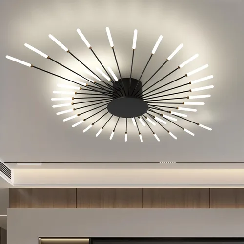 Vista 11 de Luz de Techo LED Moderna, Lámparas de Techo con Forma de Flor, Luces de Techo Empotradas, Candelabro de Montaje al Ras, Lámparas de Techo de Metal