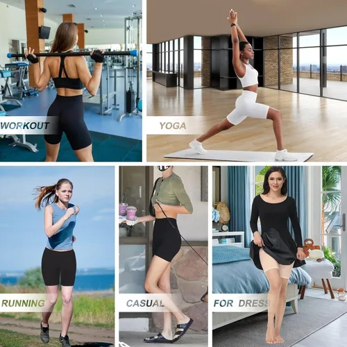 Vista 5 de Yeblues Paquete de 3 pantalones cortos sin costuras para debajo del vestido, pantalones cortos suaves para yoga, bicicleta, entrenamiento