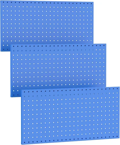Vista 12 de TORACK 3 piezas de paneles de tablero de clavijas de metal para almacenamiento de herramientas de garaje en pared, tablero de clavijas para banco