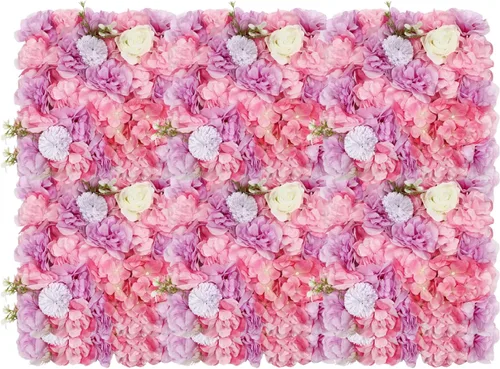 Vista 21 de Paneles de pared de flores artificiales de 16 x 24 pulgadas, tapetes de pared de flores de seda para jardín al aire libre, patio, valla, valla de 4