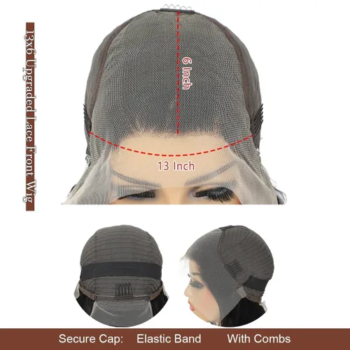 Vista 5 de GOLFMAX Peluca de encaje frontal de 13 x 6 pulgadas, color marrón chocolate, peluca de cabello humano ondulado con línea capilar prearrancada