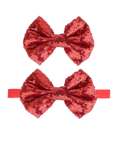 Vista 6 de Baby Christmas Sequins Headband Red Green Glitter Bow Hair Band BHC03 (verde)