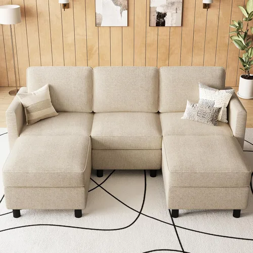 Vista 21 de Belffin - Sofá cama modular de 110.2 pulgadas, 12 asientos, color beige