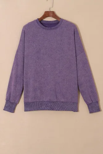 Vista 129 de SHEWIN Sudadera casual de manga larga con cuello redondo para mujer, ligera, holgada