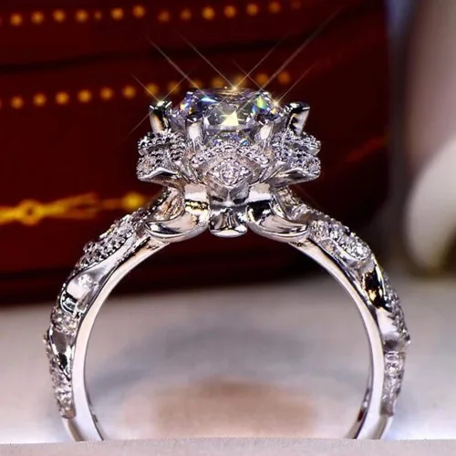 Vista 42 de Iumer - Anillo de zircón de dos piezas con incrustaciones de diamantes de imitación artificiales para mujer, talla 6-10.