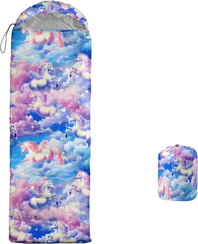 Vista 11 de Saco de dormir para adultos y niños, saco de dormir para mochileros, camping, para niñas, niños, ligero, impermeable, para clima frío y cálido, saco