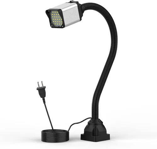 Vista 11 de Luz de trabajo magnética LED de 15.748 in Lámpara de cuello de cisne flexible 500 lúmenes 120 voltios para máquina de coser, torno de fresado