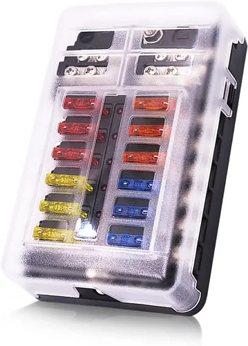 Vista 9 de Bloque de fusibles de 6 vías, fusible de cuchilla de 12V, 6 circuitos ATC/ATO, soporte para caja de fusibles impermeable con indicador LED, cubierta