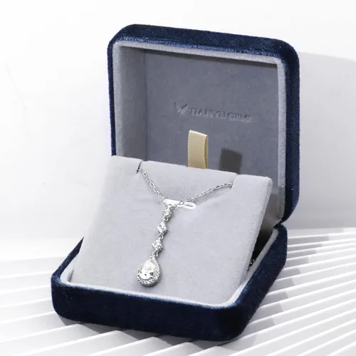Vista 14 de TIANYU GEMS Collar con colgante de moissanita amarilla de 2 quilates para mujer, plata de ley chapada en oro amarillo de 18 quilates, pera amarilla