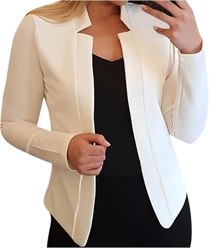 Vista 30 de Chaquetas tipo blazer para mujer, chaqueta de cárdigan de moda con frente abierto, chaqueta casual de manga larga para el trabajo y la oficina