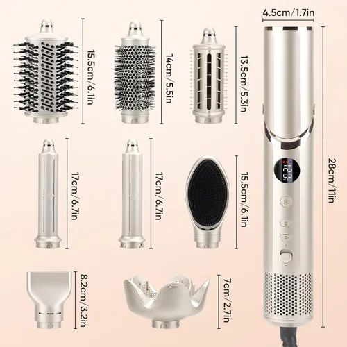 Vista 9 de Cepillo secador de pelo 8 en 1 con rizador de envoltura automática, rizador de 1.25 pulgadas, secado rápido, plegable, 110,000 rpm, para mujeres