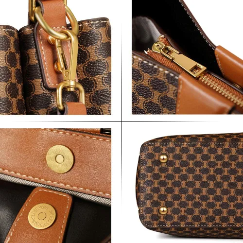 Vista 5 de IBFUN Bolso de mano para mujer de cuero estilo vintage con asa superior