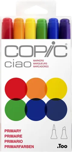 Vista 8 de Copic Ciao, marcadores de alcohol, juego de 6 marcadores de arte de doble punta de cepillo para artistas y creadores adolescentes/adultos