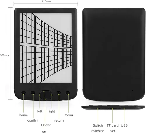 Vista 8 de Lector de libros electrónicos de 8 GB, lector de libros de pantalla eInk de 6 pulgadas, batería de 2500 mAh, lector de libros eléctrico portátil