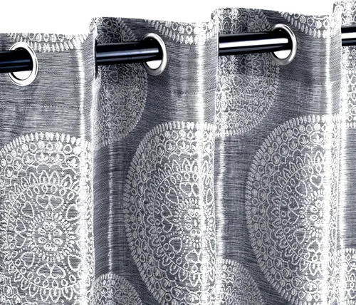 Vista 2 de Superior Cordon Jacquard Curtains, Room and Window Accents, with Stainless Steel Grommets, Classic Eclectic Transitional, Floral Medallion Curtain