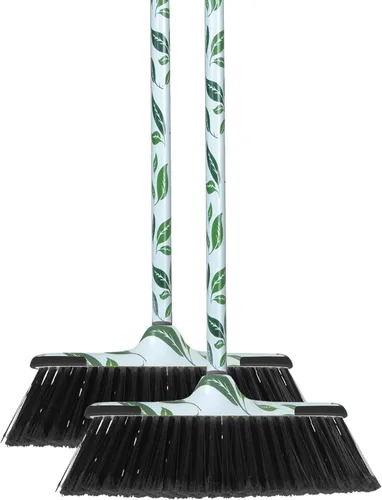 Vista 11 de Superio Escoba gris, escoba resistente para interiores y exteriores con mango de 48 pulgadas, limpieza de suelos multisuperficie para el hogar Gris
