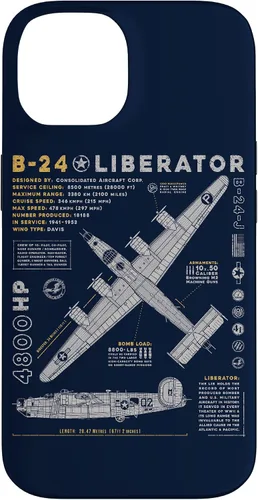 Vista 4 de iPhone 15 B-24 Liberator Consolidated Aircraft B24 Bomber Vintage Case