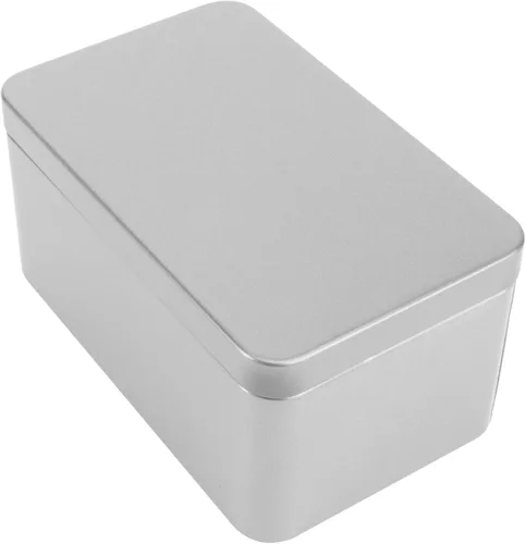 Vista 9 de NUOBESTY Caja de lata rectangular vacía, contenedor portátil de almacenamiento de té con tapa, caja de almacenamiento para el hogar para dulces