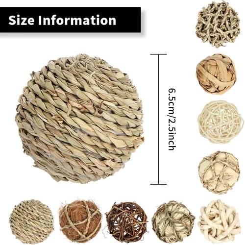 Vista 2 de Kesywale Juego de 6 bolas decorativas para rellenos de cuencos de centro de mesa, bolas de mimbre de ratán surtidas de 2.8 pulgadas, esferas