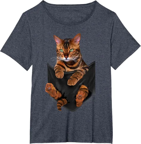 Vista 48 de Camiseta de bolsillo con estampado de tigre y gato Negro