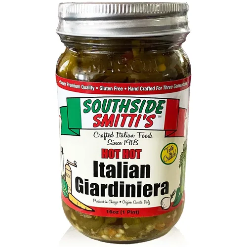 Vista 8 de SOUTHSIDE SMITTI'S - GIARDINIERA ESTILO ITALIANO - MEDIANO - 16 oz - Los mejores pimientos Giardiniera estilo Chicago - Receta original Southside