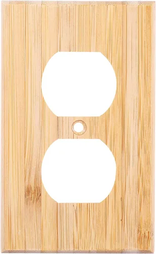 Vista 7 de 10 piezas de placa de interruptor de luz de salida de doble agujero de madera de 4.5 x 2.76 pulgadas, placa de pared de madera cruda, cubierta