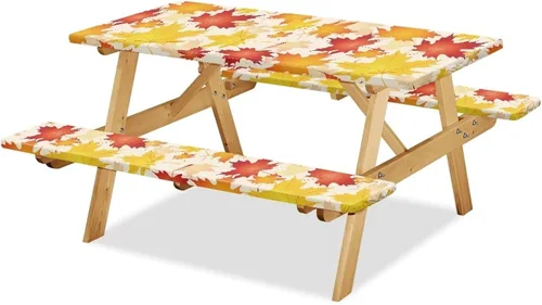 Vista 9 de Funda de mesa de picnic con fundas de banco, resistente al viento, resistente a las manchas, mantel de camping y accesorios de viaje, juego de 3