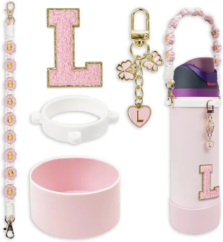Vista 47 de SITKOL Juego de Monogramas Bonitos de Silicona Compatible con Botella de Agua Owala 24 oz, 32 oz, 40 oz - Accesorios Perfectos con la Letra Owala