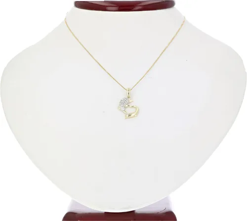Vista 5 de Collar con dije de diamante, oro de 14 quilates con cadena de 18 pulgadas