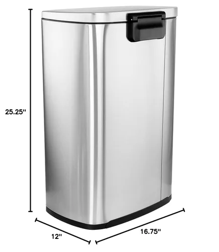 Vista 10 de Elama Papelera versátil para cocina, hogar y oficina con mecanismo de cierre lento (3 piezas de 13 galones + 2 x 1.32 galones plateados)
