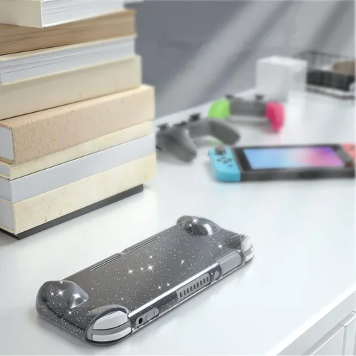 Vista 5 de ECHZOVE Funda de TPU con purpurina para Nintendo Switch Lite, funda protectora con purpurina para Nintendo Switch Lite-Negro