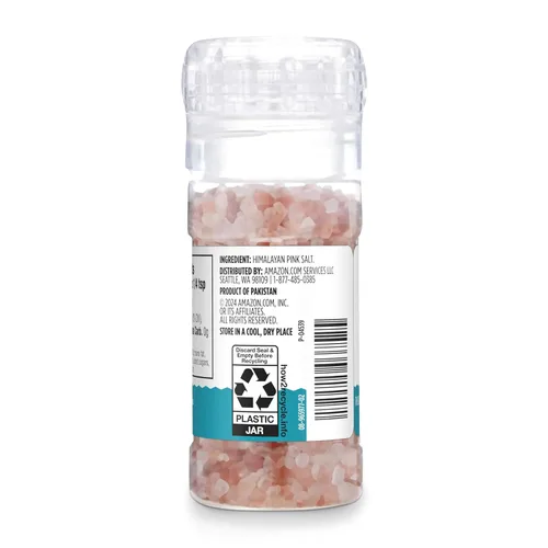 Vista 4 de Amazon Grocery, Molinillo ajustable de sal rosa del Himalaya, 4.77 onzas (anteriormente Amazon Fresh, el embalaje puede variar)