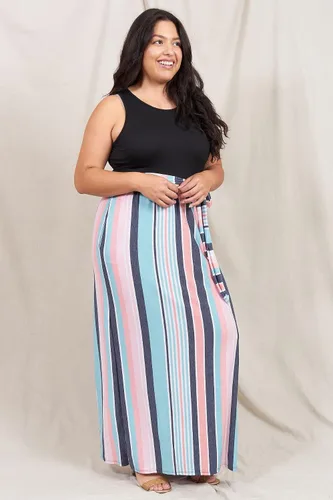 Vista 6 de Eloges - Vestido largo sin mangas con faja en contraste para mujer S-3X Plus