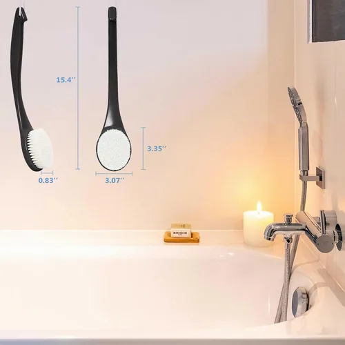 Vista 6 de Cepillo de ducha exfoliante para el cuerpo, nunca se moldea de 15 pulgadas, cepillo de espalda de mango largo para ducha, cepillo corporal