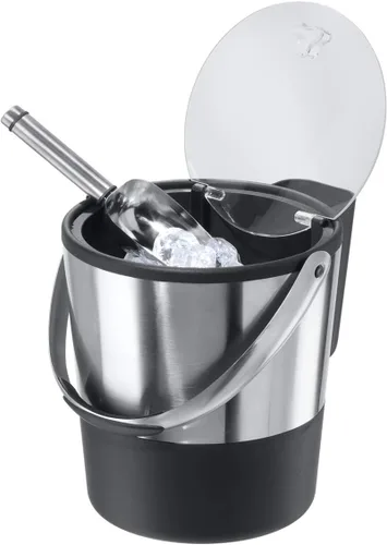 Vista 2 de Oggi Cubo de hielo aislado, 4 cuartos de galón/3.8 L, acero inoxidable, negro.
