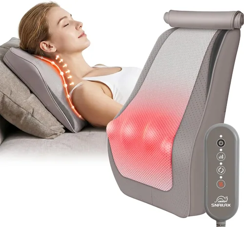 Vista 12 de Snailax Masajeador de espalda Shiatsu 4D con calor, masajeador profundo del Negro