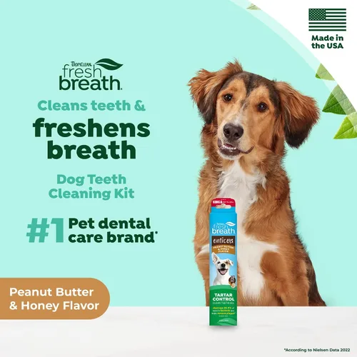 Vista 3 de TropiClean Fresh Breath Pasta de dientes para perros, mantequilla de maní y miel, 2 onzas Refresca el aliento y limpia los dientes Sabor a