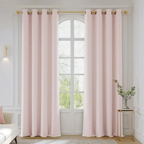 Vista 10 de FMFUNCTEX Cortinas florales 100% opacas para dormitorio, cortinas texturizadas en relieve azul de 63 pulgadas de largo para sala de estar, cortina