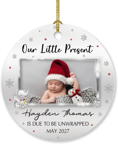 Vista 20 de Adorno de 5º aniversario, decoración del árbol de Navidad, nombres personalizados y recuerdos de aniversario de fotos, regalos para parejas juntas