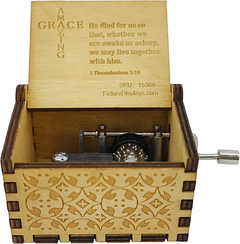 Vista 6 de FixtureDisplays® Caja de música – Amazing Grace 3 3/8 x 2 X 1 5/8 pulgadas, himno cristiano, regalo para madre, padre, hija, hijo, hermano